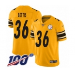 Men's Pittsburgh Steelers #36 Jerome Bettis Limited Gold Inverted Legend 100th Season Football Jersey