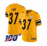 Men's Pittsburgh Steelers #37 Carnell Lake Limited Gold Inverted Legend 100th Season Football Jersey