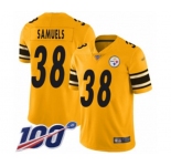Men's Pittsburgh Steelers #38 Jaylen Samuels Limited Gold Inverted Legend 100th Season Football Jersey