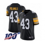 Men's Pittsburgh Steelers #43 Troy Polamalu Black Alternate Vapor Untouchable Limited Player 100th Season Football Jersey