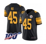 Men's Pittsburgh Steelers #45 Roosevelt Nix Limited Black Rush Vapor Untouchable 100th Season Football Jersey