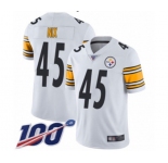 Men's Pittsburgh Steelers #45 Roosevelt Nix White Vapor Untouchable Limited Player 100th Season Football Jersey