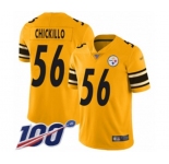 Men's Pittsburgh Steelers #56 Anthony Chickillo Limited Gold Inverted Legend 100th Season Football Jersey