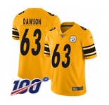 Men's Pittsburgh Steelers #63 Dermontti Dawson Limited Gold Inverted Legend 100th Season Football Jersey