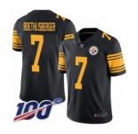 Men's Pittsburgh Steelers #7 Ben Roethlisberger Limited Black Rush Vapor Untouchable 100th Season Football Jersey