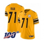 Men's Pittsburgh Steelers #71 Matt Feiler Limited Gold Inverted Legend 100th Season Football Jersey