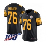 Men's Pittsburgh Steelers #76 Chukwuma Okorafor Limited Black Rush Vapor Untouchable 100th Season Football Jersey
