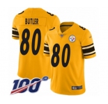 Men's Pittsburgh Steelers #80 Jack Butler Limited Gold Inverted Legend 100th Season Football Jersey