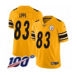 Men's Pittsburgh Steelers #83 Louis Lipps Limited Gold Inverted Legend 100th Season Football Jersey