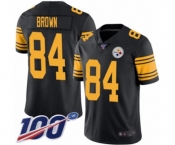 Men's Pittsburgh Steelers #84 Antonio Brown Limited Black Rush Vapor Untouchable 100th Season Football Jersey