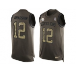 Nike Pittsburgh Steelers #12 Terry Bradshaw Green Men's Stitched NFL Limited Salute To Service Tank Top Jersey