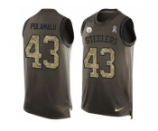 Nike Pittsburgh Steelers #43 Troy Polamalu Green Men's Stitched NFL Limited Salute To Service Tank Top Jersey