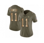 Women Nike Pittsburgh Steelers #11 Justin Hunter Limited Olive Gold 2017 Salute to Service NFL Jersey