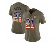 Women Nike Pittsburgh Steelers #21 Joe Haden Limited Olive USA Flag 2017 Salute to Service NFL Jersey