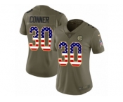Women Nike Pittsburgh Steelers #30 James Conner Limited Olive USA Flag 2017 Salute to Service NFL Jersey