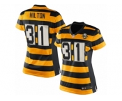 Women Nike Pittsburgh Steelers #31 Mike Hilton Elite Yellow Black Alternate 80TH Anniversary Throwback NFL Jersey