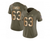 Women Nike Pittsburgh Steelers #63 Dermontti Dawson Limited Olive Gold 2017 Salute to Service NFL Jersey