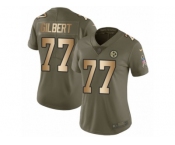 Women Nike Pittsburgh Steelers #77 Marcus Gilbert Limited Olive Gold 2017 Salute to Service NFL Jersey