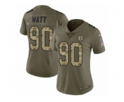 Women Nike Pittsburgh Steelers #90 T. J. Watt Limited Olive Camo 2017 Salute to Service NFL Jersey