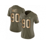 Women Nike Pittsburgh Steelers #90 T. J. Watt Limited Olive Gold 2017 Salute to Service NFL Jersey