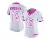 Women's Nike Pittsburgh Steelers #12 Terry Bradshaw Limited White Pink Rush Fashion NFL Jersey