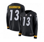 Women's Nike Pittsburgh Steelers #13 James Washington Limited Black Therma Long Sleeve NFL Jersey