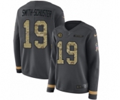 Women's Nike Pittsburgh Steelers #19 JuJu Smith-Schuster Limited Black Salute to Service Therma Long Sleeve NFL Jersey