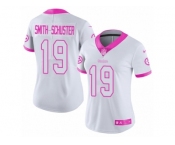Women's Nike Pittsburgh Steelers #19 JuJu Smith-Schuster Limited White Pink Rush Fashion NFL Jersey