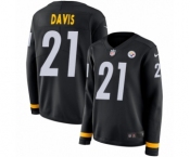 Women's Nike Pittsburgh Steelers #21 Sean Davis Limited Black Therma Long Sleeve NFL Jersey