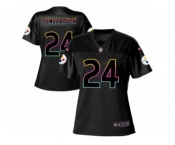 Women's Nike Pittsburgh Steelers #24 Coty Sensabaugh Game Black Fashion NFL Jersey