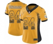 Women's Nike Pittsburgh Steelers #24 Coty Sensabaugh Limited Gold Rush Drift Fashion NFL Jersey