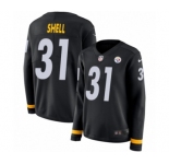 Women's Nike Pittsburgh Steelers #31 Donnie Shell Limited Black Therma Long Sleeve NFL Jersey