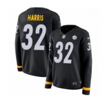 Women's Nike Pittsburgh Steelers #32 Franco Harris Limited Black Therma Long Sleeve NFL Jersey