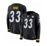Women's Nike Pittsburgh Steelers #33 Merril Hoge Limited Black Therma Long Sleeve NFL Jersey