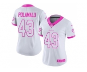 Women's Nike Pittsburgh Steelers #43 Troy Polamalu Limited Rush Fashion Pink NFL Jersey
