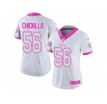 Women's Nike Pittsburgh Steelers #56 Anthony Chickillo Limited White Pink Rush Fashion NFL Jersey