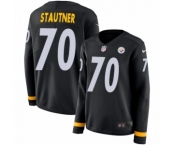 Women's Nike Pittsburgh Steelers #70 Ernie Stautner Limited Black Therma Long Sleeve NFL Jersey