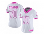 Women's Nike Pittsburgh Steelers #70 Ernie Stautner Limited White Pink Rush Fashion NFL Jersey