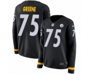 Women's Nike Pittsburgh Steelers #75 Joe Greene Limited Black Therma Long Sleeve NFL Jersey