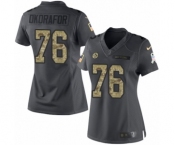 Women's Nike Pittsburgh Steelers #76 Chukwuma Okorafor Limited Black 2016 Salute to Service NFL Jersey