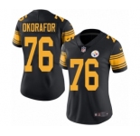 Women's Nike Pittsburgh Steelers #76 Chukwuma Okorafor Limited Black Rush Vapor Untouchable NFL Jersey