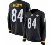 Women's Nike Pittsburgh Steelers #84 Antonio Brown Limited Black Therma Long Sleeve NFL Jersey
