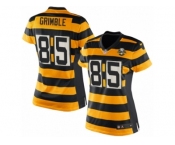 Women's Nike Pittsburgh Steelers #85 Xavier Grimble Limited Yellow Black Alternate 80TH Anniversary Throwback NFL Jersey