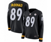 Women's Nike Pittsburgh Steelers #89 Vance McDonald Limited Black Therma Long Sleeve NFL Jersey