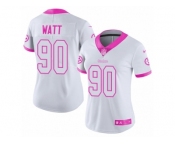 Women's Nike Steelers #90 T.J. Watt White Pink Stitched NFL Limited Rush Fashion Jersey