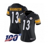 Women's Pittsburgh Steelers #13 James Washington Black Team Color Vapor Untouchable Limited Player 100th Season Football Jersey