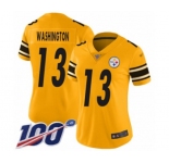 Women's Pittsburgh Steelers #13 James Washington Limited Gold Inverted Legend 100th Season Football Jersey