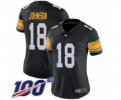 Women's Pittsburgh Steelers #18 Diontae Johnson Black Alternate Vapor Untouchable Limited Player 100th Season Football Jersey