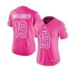 Women's Pittsburgh Steelers #19 JuJu Smith-Schuster Limited Pink Rush Fashion Football Jersey