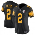 Women's Pittsburgh Steelers #2 Justin Fields Black Color Rush Football Stitched Jersey
